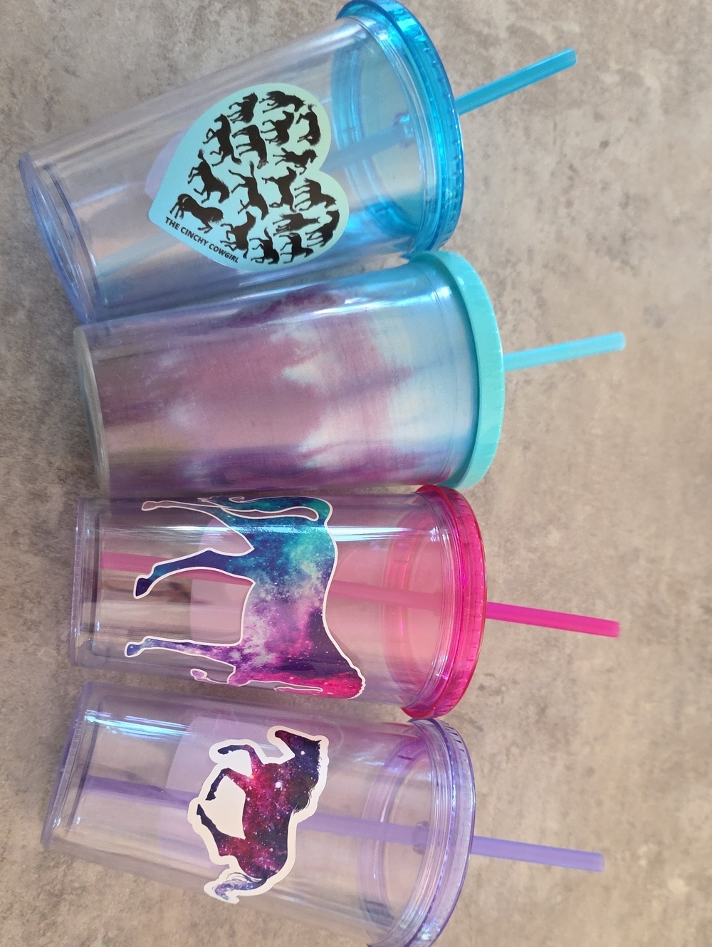 Colorful Cups with Straws - Set of 4